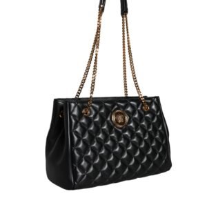 Versace Black Quilted Nappa Leather Shoulder Chain Strap Bag