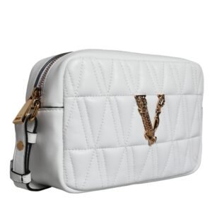 Versace White Quilted Nappa Leather Crossbody Shoulder Bag