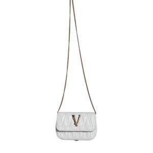 Versace White Quilted Nappa Leather Crossbody Shoulder Bag