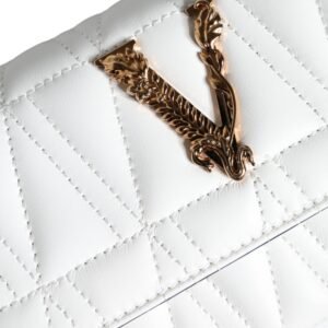 Versace White Quilted Nappa Leather Crossbody Shoulder Bag