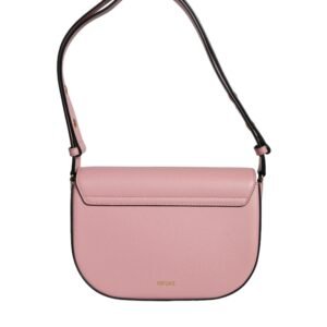 Versace Pink Grainy Calf Leather Logo Crossbody Shoulder Bag