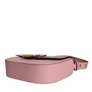 Versace Pink Grainy Calf Leather Logo Crossbody Shoulder Bag