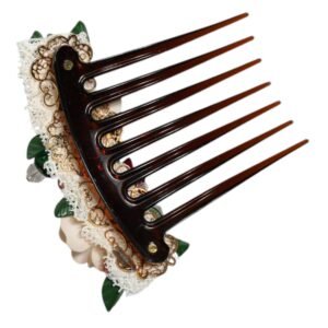 Dolce & Gabbana Brown Plastic Crystal Floral Women Hair Comb