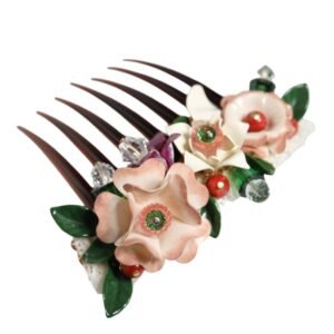 Dolce & Gabbana Brown Plastic Crystal Floral Women Hair Comb