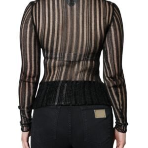 Dolce & Gabbana Black Stripe See Through Long Sleeves Top