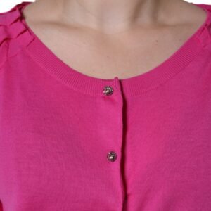 Dolce & Gabbana Pink Wool Button Down Short Sleeve Blouse Top