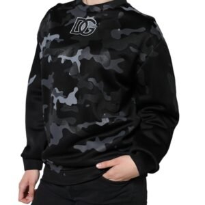 Dolce & Gabbana Black Camouflage Round Neck Sweatshirt Sweater