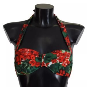 Dolce & Gabbana Multicolor Geranium Halter Beachwear Bikini Top