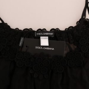 Dolce & Gabbana Elegant Black Silk Lace Chemise Dress