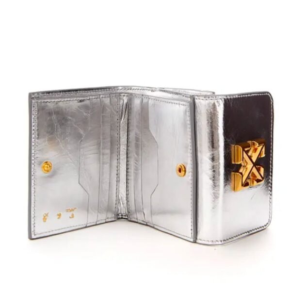 Off-White Silver Leather Women Wallet - Image 2