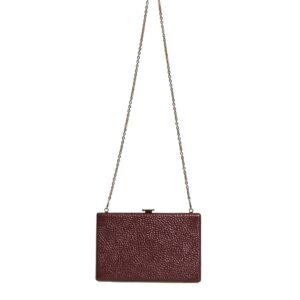 Dolce & Gabbana Maroon Leather Clutch Evening Crossbody Bag