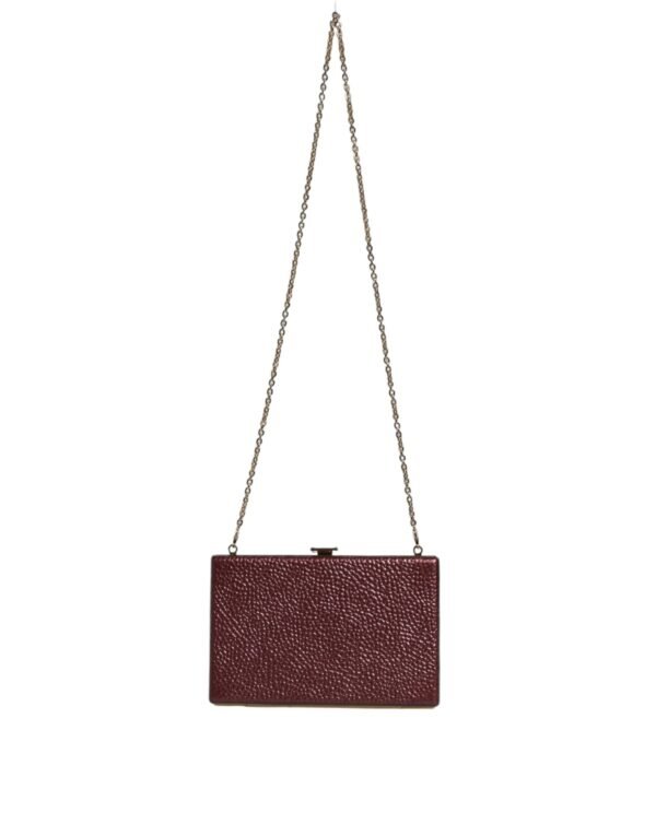 Dolce & Gabbana Maroon Leather Clutch Evening Crossbody Bag - Image 2