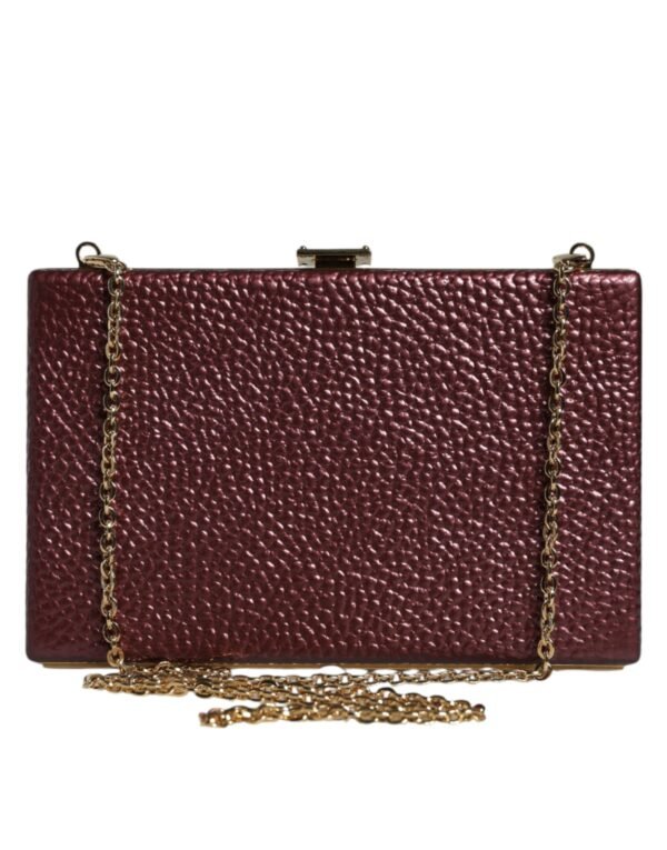 Dolce & Gabbana Maroon Leather Clutch Evening Crossbody Bag - Image 3