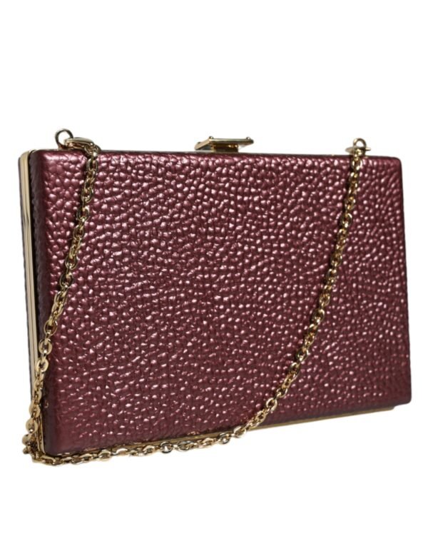 Dolce & Gabbana Maroon Leather Clutch Evening Crossbody Bag - Image 4