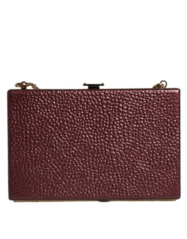 Dolce & Gabbana Maroon Leather Clutch Evening Crossbody Bag - Image 5