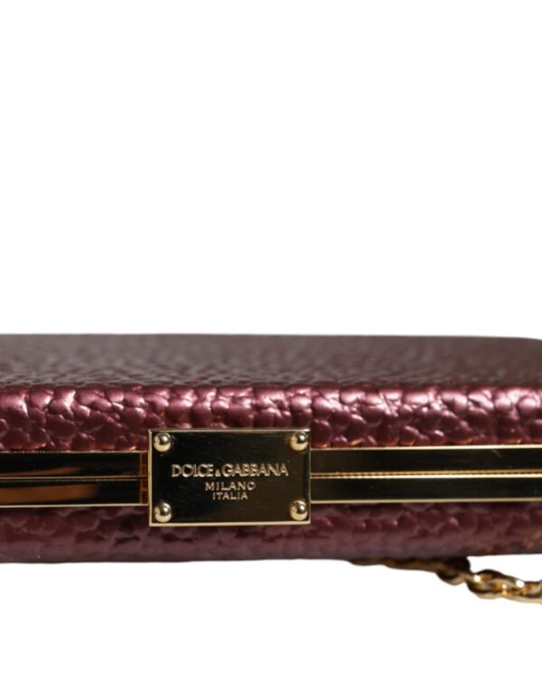 Dolce & Gabbana Maroon Leather Clutch Evening Crossbody Bag - Image 8