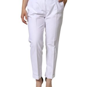 Dolce & Gabbana White Cotton Stretch Tapered Pants