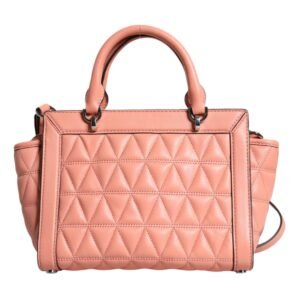 Michael Kors Peach Quilted Leather Logo Crossbody VIVIANNE Messenger Bag