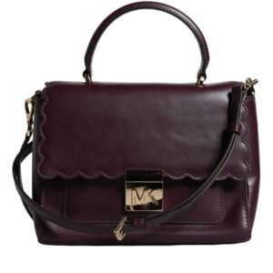 Michael Kors Purple Leather Logo Plaque Crossbody MINDY Satchel Bag