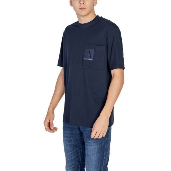 Armani Exchange Blue Cotton T-Shirt - Image 3