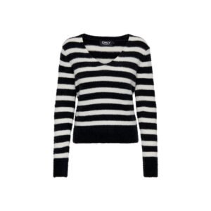 Only Black And White Polyester Sweater