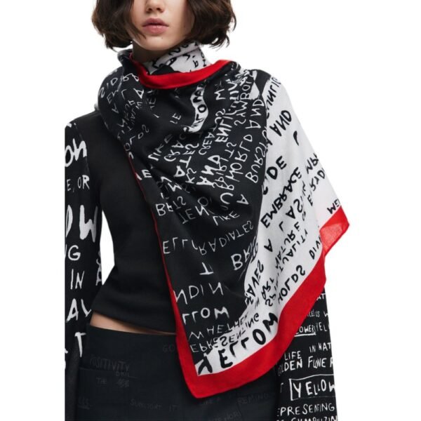 Desigual Black Polyester Scarf - Image 4