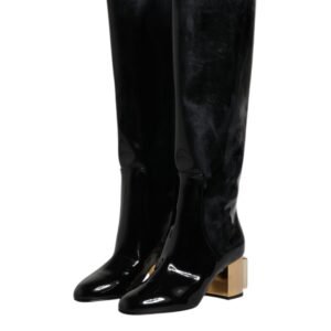 Dolce & Gabbana Black Patent Leather Vally High Boots Shoes