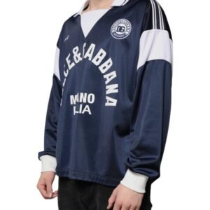Dolce & Gabbana Blue White Milano Long Sleeve Jersey T-shirt