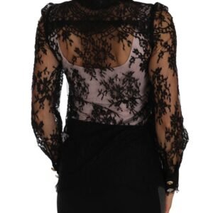 Dolce & Gabbana Floral Lace Embroidered Blouse with Crystals