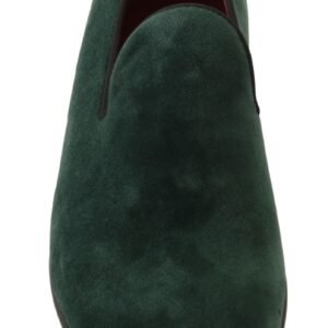 Dolce & Gabbana Elegant Green Suede Slip-On Loafers