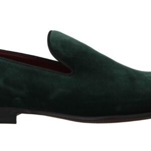 Dolce & Gabbana Elegant Green Suede Slip-On Loafers