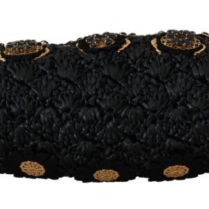 Dolce & Gabbana Black Tassel Gold Baroque Crystal Evening Clutch