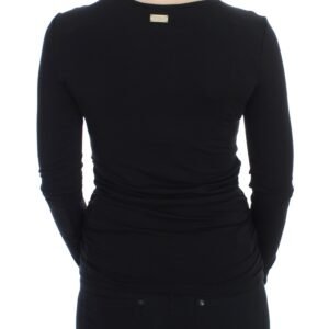 Versace Jeans Elegant V-Neck Black Viscose Blend Sweater