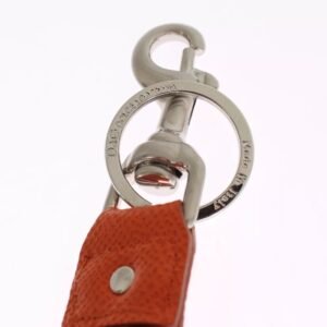 Dolce & Gabbana Silver Brown Raffia Leather Clasp Finder Chain Keyring