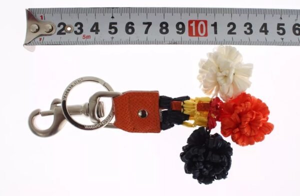 Dolce & Gabbana Silver Brown Raffia Leather Clasp Finder Chain Keyring - Image 6