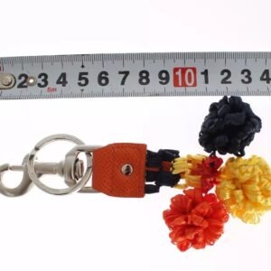 Dolce & Gabbana Red Yellow Raffia Leather Clasp Finder Keyring Keychain