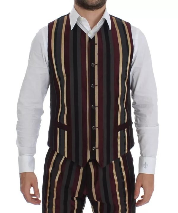 Dolce & Gabbana Multicolor Striped Runway 3 Piece Slim Fit Vest Suit - Image 7