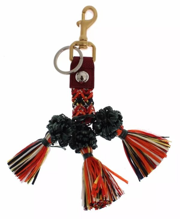 Dolce & Gabbana Multicolor Raffia Leather Clasp Finder Chain Keyring - Image 2