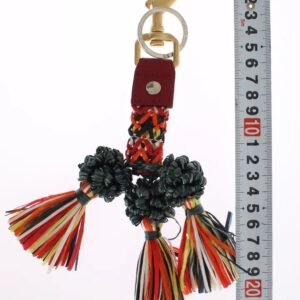 Dolce & Gabbana Multicolor Raffia Leather Clasp Finder Chain Keyring