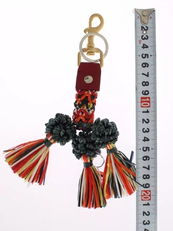 Dolce & Gabbana Multicolor Raffia Leather Clasp Finder Chain Keyring - Image 3