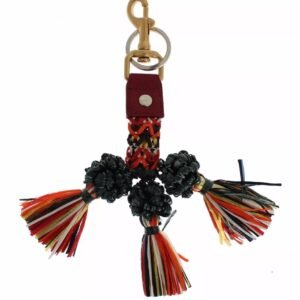 Dolce & Gabbana Multicolor Raffia Leather Clasp Finder Chain Keyring