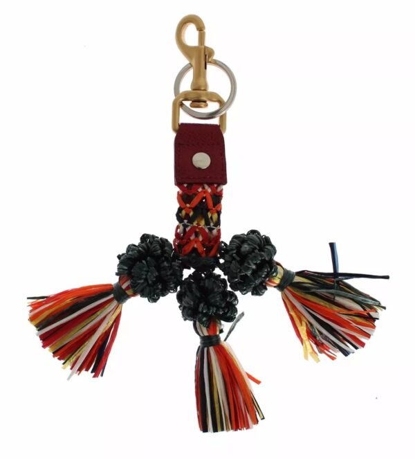 Dolce & Gabbana Multicolor Raffia Leather Clasp Finder Chain Keyring - Image 5