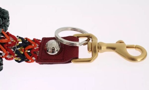 Dolce & Gabbana Multicolor Raffia Leather Clasp Finder Chain Keyring - Image 6