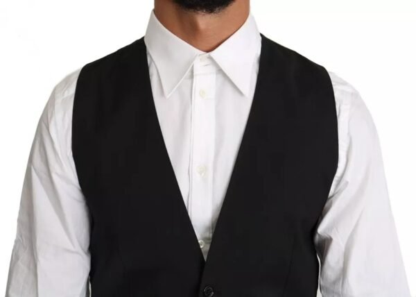 Dolce & Gabbana Black Wool Logo Waistcoat Vest - Image 5