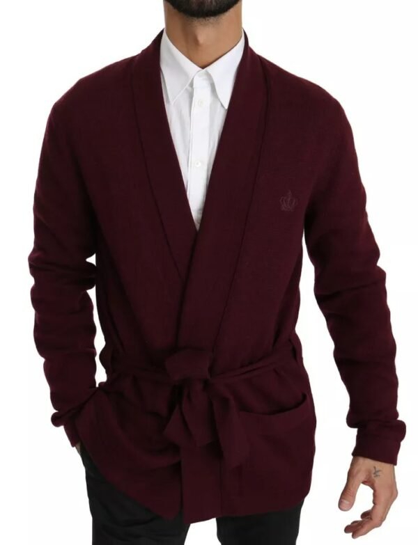 Dolce & Gabbana Bordeaux Cashmere Crown Cardigan Sweater - Image 3