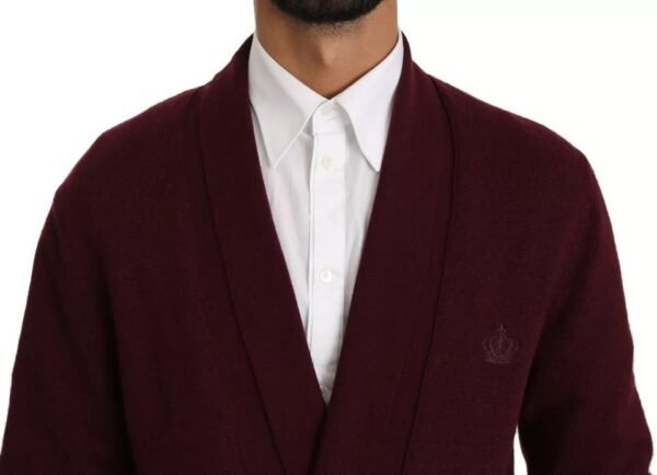 Dolce & Gabbana Bordeaux Cashmere Crown Cardigan Sweater - Image 4