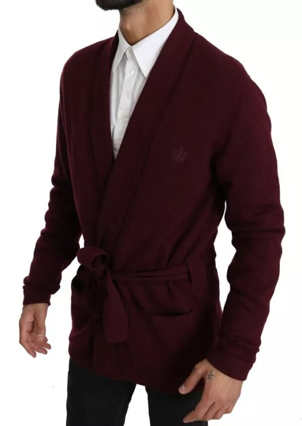 Dolce & Gabbana Bordeaux Cashmere Crown Cardigan Sweater - Image 5