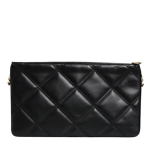 Dolce & Gabbana Black Leather Crystal Embellished Logo Shoulder Bag