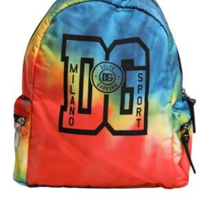 Dolce & Gabbana Multicolor Tie Dye Nylon Logo Print Kids Backpack Bag