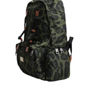 Dolce & Gabbana Green Leopard Nylon Travel Back Pack Bag